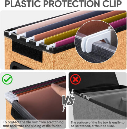BALEINE File Organizer Box with Lid, Collapsible File Folder Organizer with Plastic Slide, Hanging File Folder Box for Office Document Storage (1 Pack, Black)