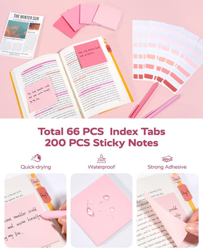Four Candies Blue School Supplies, Gel Pens with Black Ink, Correction Tapes,Pastel Highlighters, Mechanical Pencils, Sticky Notes, Index Post for Bible Study Stationary College Essentials
