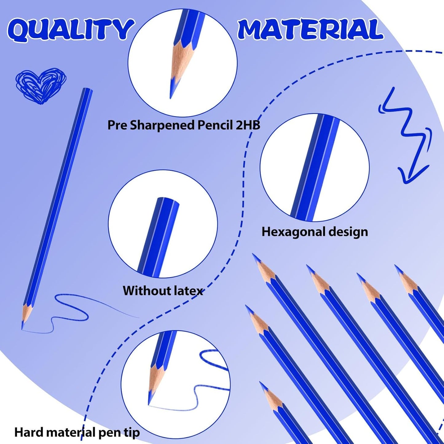 12 PCS Dark Blue Colored Pencils, Pre-sharpened Professional Wooden Art Pencils Set for Artists Painting | Premium Drawing Sketching Supplies (Dark Blue)