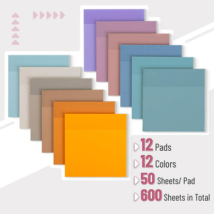 Mr. Pen- Transparent Sticky Notes, 3" x 3", 12 Pads, 600 Sheets, See Through Self-Adhesive Notes for Bible Journaling and Studying, Water-Resistant, Easy to Peel, Clean Removal