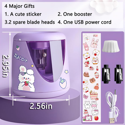 FASTSHARP Electric Pencil Sharpener, 3-5 Seconds Auto Stop, [Dual Power AC Power Cord & Battery] for Classroom & Home, Professional Heavy Duty for Colored, No.2, Art Pencils (6-9mm), Purple