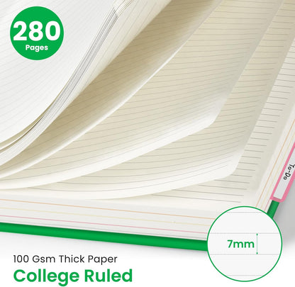 Hardcover Spiral Journal Notebooks for Work With Removable Dividers & Tabs, 8.5"x11" 5 Subject Notebook for Note Taking & Organizer, A4 College Ruled Lined Journal for Women & Writing, Aquamarine, 280 Pages