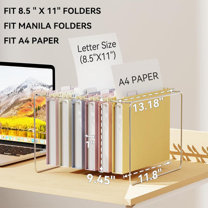 Ansook 12 Pack Hanging File Folders, Plastic Letter Size File Folders Hanging with Tabs, Heavy Duty 1 Inch Expansion, Pastel Hanging Organizers for Filing Cabinet, Home Office School Document Storage