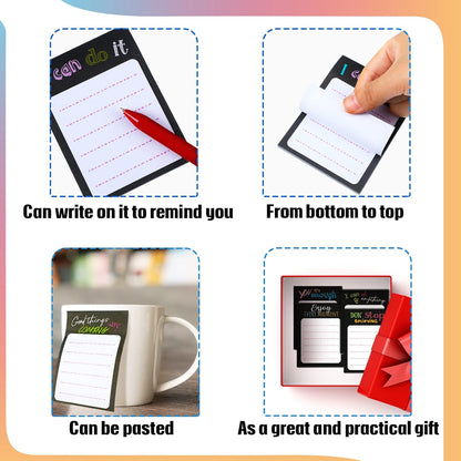 Yinder 24 Pack Inspirational Sticky Notes Motivational Notepads Appreciation Sticky Notes Funny Memo Pads Positive Note Bulk 3 x 4 Gift for Women Nurse Teacher Office Supplies(Black,Inspirational)