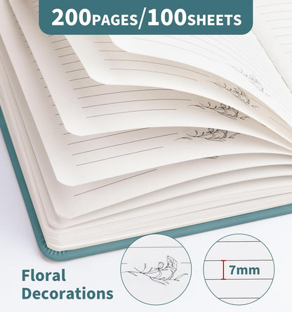 Lined Journal Notebook for Women Men, A5 Hardcover Leather Journals for Writing, 200 Pages Thick Paper, Daily Journal Notebook for Work, School, Note Taking, Business, Travel, College Ruled