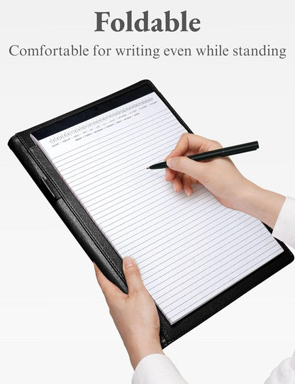 Mymazn Padfolio Portfolio Folder, Faux Leather Interview Resume Folder with Document Organizer & Business Card Holder, Letter-Sized Notepad Legal Pad Holder for Men Women (Sage Green)