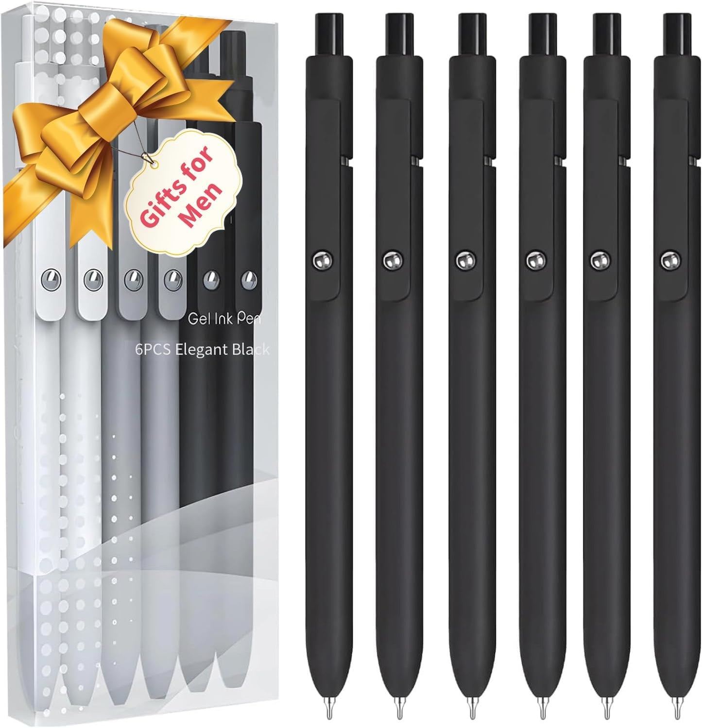 Vanhench 7Pcs 0.5 mm Black Ink Gel Pens Fine Point Smooth Writing Quick Dry Pen for Nurses Teacher Journaling Note Office Desk School Gift, Nice Cute Multifunction Writing Pens with Fidget Stress Ball