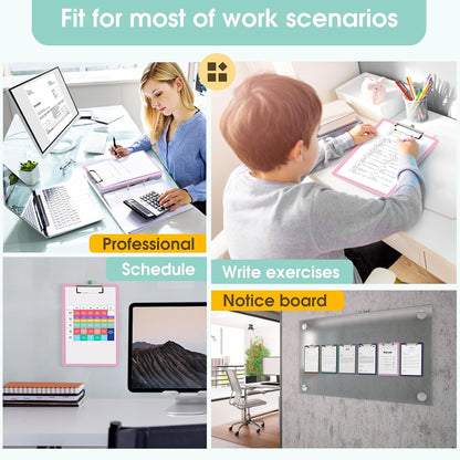 Plastic Clipboards 2 Pack, A4 Black Clip Board 8.5x11 for Classroom, Students, Kid, Woman, Size 9" x 12.5" with Low Profile Clip, Office & School Supply