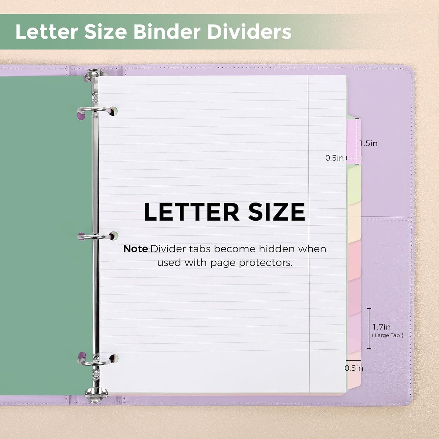 SKYDUE 8 Tab Durable Plastic Dividers, Big Tab Dividers for 3 Ring Binder, Letter Size,Write & Erase Binder Dividers with Tabs, with Sticker Labels, 1 Set, Aesthetic Pastels Binder Dividers