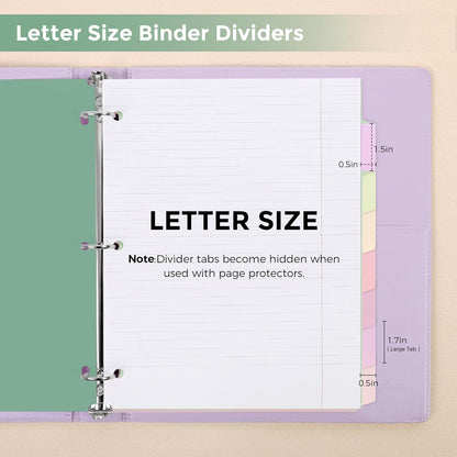 SKYDUE 8 Tab Durable Plastic Dividers, Big Tab Dividers for 3 Ring Binder, Letter Size,Write & Erase Binder Dividers with Tabs, with Sticker Labels, 1 Set, Aesthetic Pastels Binder Dividers