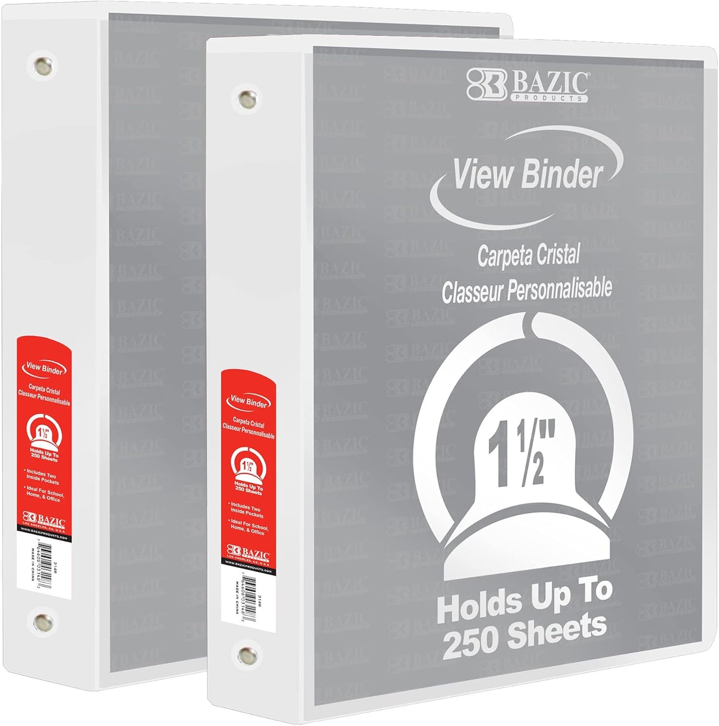 BAZIC Products 3 Ring Binder - Burgundy, Economy View Binder with Clear Overlay Cover and Round Rings, Organizer for School Office Home Use, 1.5-inch Capacity Holds 280 Sheets Paper, 1-Pack