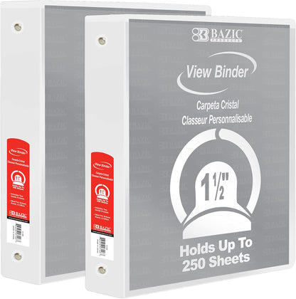 BAZIC Products 3 Ring Binder - Burgundy, Economy View Binder with Clear Overlay Cover and Round Rings, Organizer for School Office Home Use, 1.5-inch Capacity Holds 280 Sheets Paper, 1-Pack