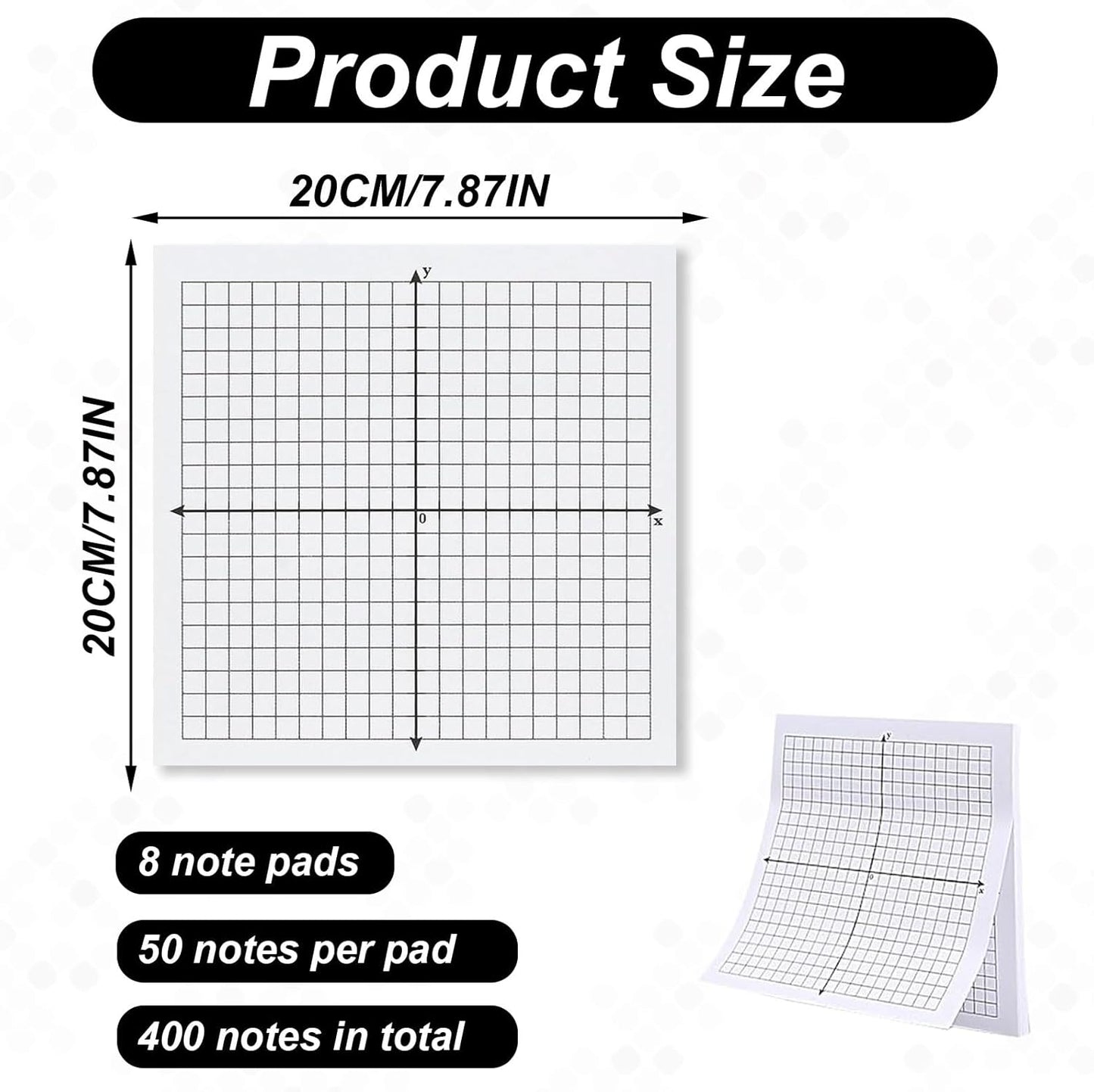 8 Pads Graph Sticky Notes,Mini Graph Paper Sticky Notes,3 X 3 Inch Grid Paper,Math,Four Quadrant Pad,Graphing,Coordinate Plane Sticky Note for Office School Math Supplies