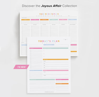 ThreeKin Weekly Planner - Premium 52-Sheet Tear-Off Notepad, 8.5 x 11 inches, Clean Colorful Design, Perfect for Work, School, Projects, and Entrepreneurs, Female & USA Owned Business