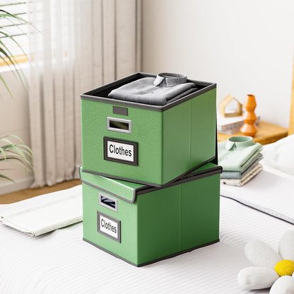 Huolewa Upgraded Portable File Organizer Box with Lid, Collapsible Linen Hanging Filing Storage Boxes with Plastic Slides, Decorative Home/Office Filing System Box for File and Folders Storage (Gray)