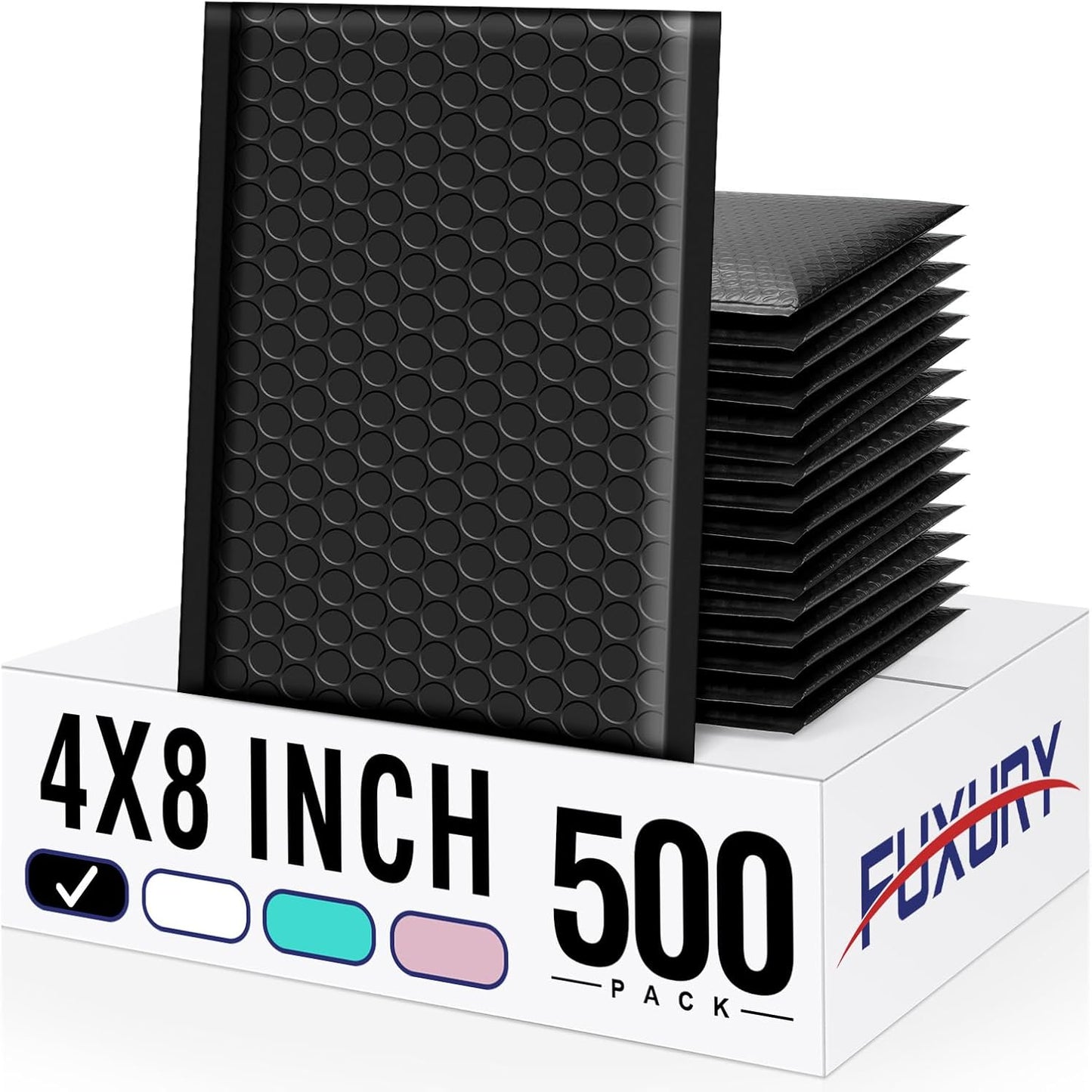 Fuxury Black Bubble Mailers 4x8" 100 Pack Waterproof Padded Envelopes Usable Size 4x7" Self Seal Bubble Envelopes Padded Mailers for Small Business, Envelope Mailers