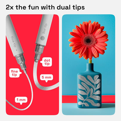 ARTISTRO 2 Red Dual-Tip Acrylic Paint Pens - Multisurface Markers for Glass, Rock, Fabric, Wood, Plastic & More - 1 mm Fine & Brush Tips