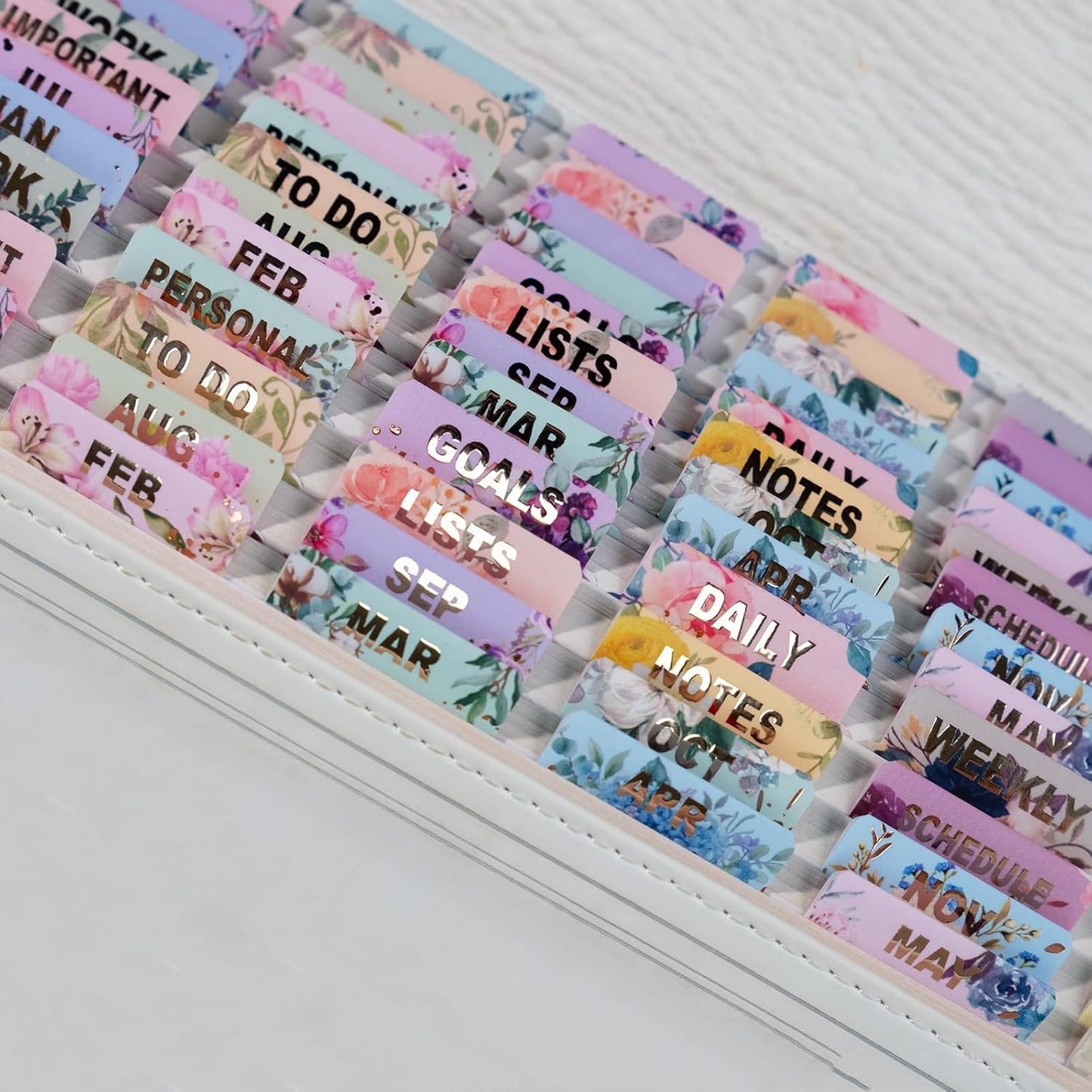 UPAFEXXI-Laminated Planner Monthly Tabs(72 Stickers in Total,24 month,24 Subject,24 Blank) Calendar Monthly Label Stickers for Planners, Subject Label Adhesive Tabs for Folders, Pages(Floral)