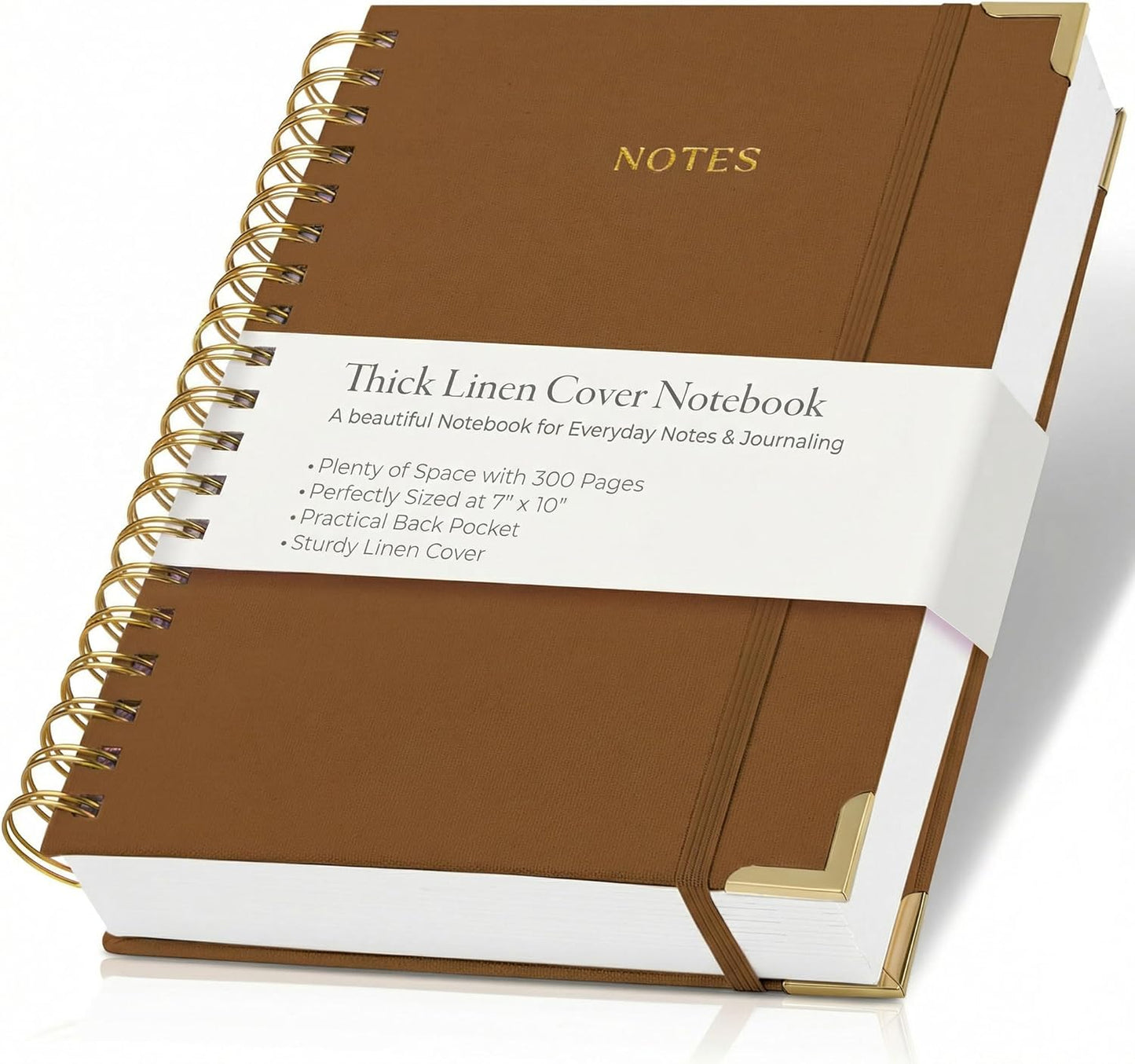 Aesthetic Thick Spiral Notebook Journal For Women in B5 Format - Modern Linen Hardcover College Ruled Note Book With 300 Lined Pages - Perfect For Writing And Staying Organized at Work or School
