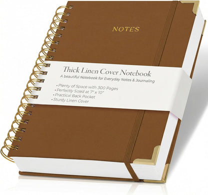 Aesthetic Thick Spiral Notebook Journal For Women in B5 Format - Modern Linen Hardcover College Ruled Note Book With 300 Lined Pages - Perfect For Writing And Staying Organized at Work or School