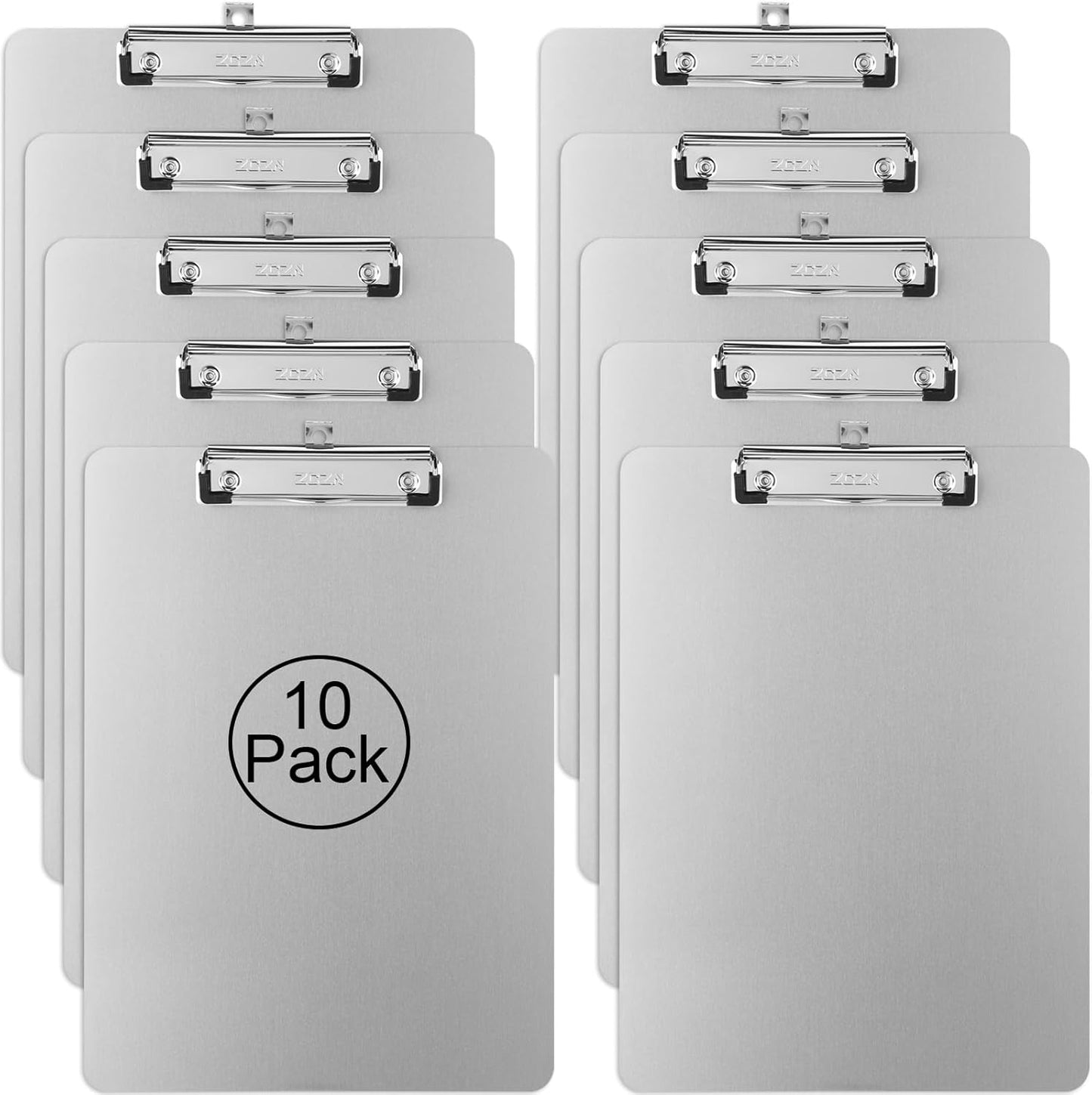 ZCZN Metal Clipboards, 2 Pack Heavy Duty Aluminum Clipboards 12 x 9 Inches, A4 Letter Sizer Document Holder with Low Profile Clip, Suitable for School, Office, Jobsite or Medical Staff, Silver