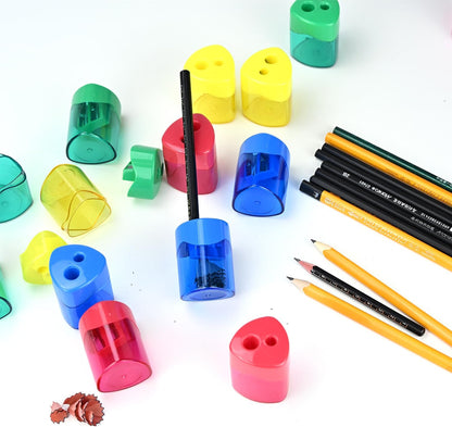 AUSTARK 4Pcs Pencil Sharpeners Manual for Kids Adults, Dual Hole Small Handheld Pencil Sharpener Bulk for Office School Home, Back to School Supplies