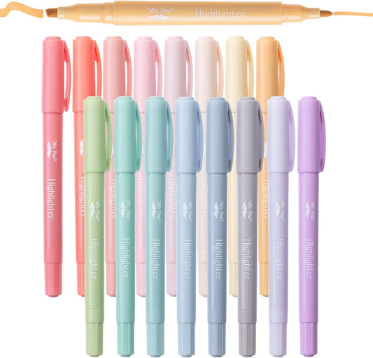 Mr. Pen- Dual Tip Highlighters, 8 Pack, Fine & Chisel, Cute Highlighters Assorted Colors, Dual Tip Markers