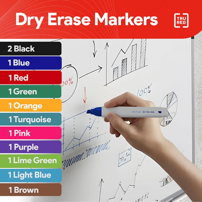 TRU RED Staples Tank Dry Erase Markers Chisel Tip Asst 12/Pack