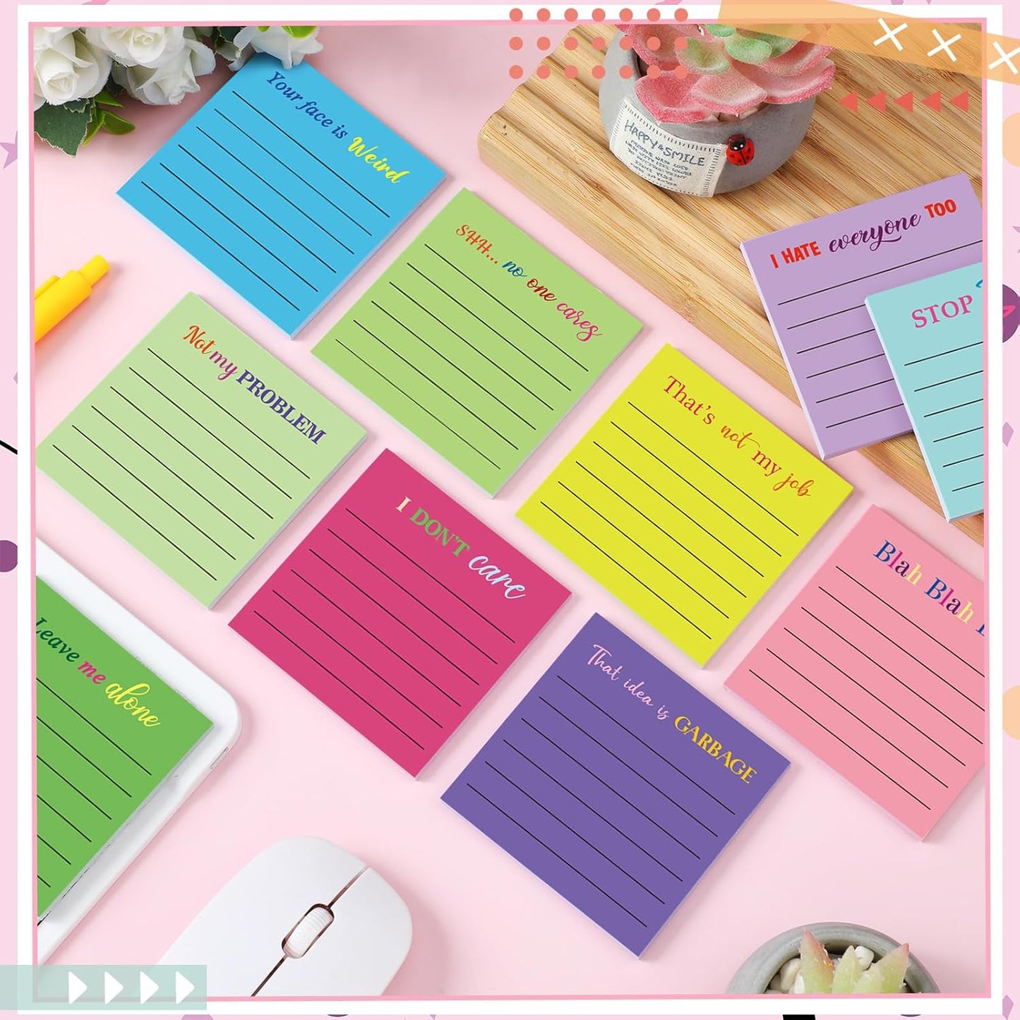 Yinder 48 Pcs Inspirational Sticky Notes Cute Motivational Sticky Notes Pad End of Year Employee Appreciation Gifts Bulk for Teacher Nurse Coworkers Office Supplies 3 x 3'' (Thank You,Dark Color)