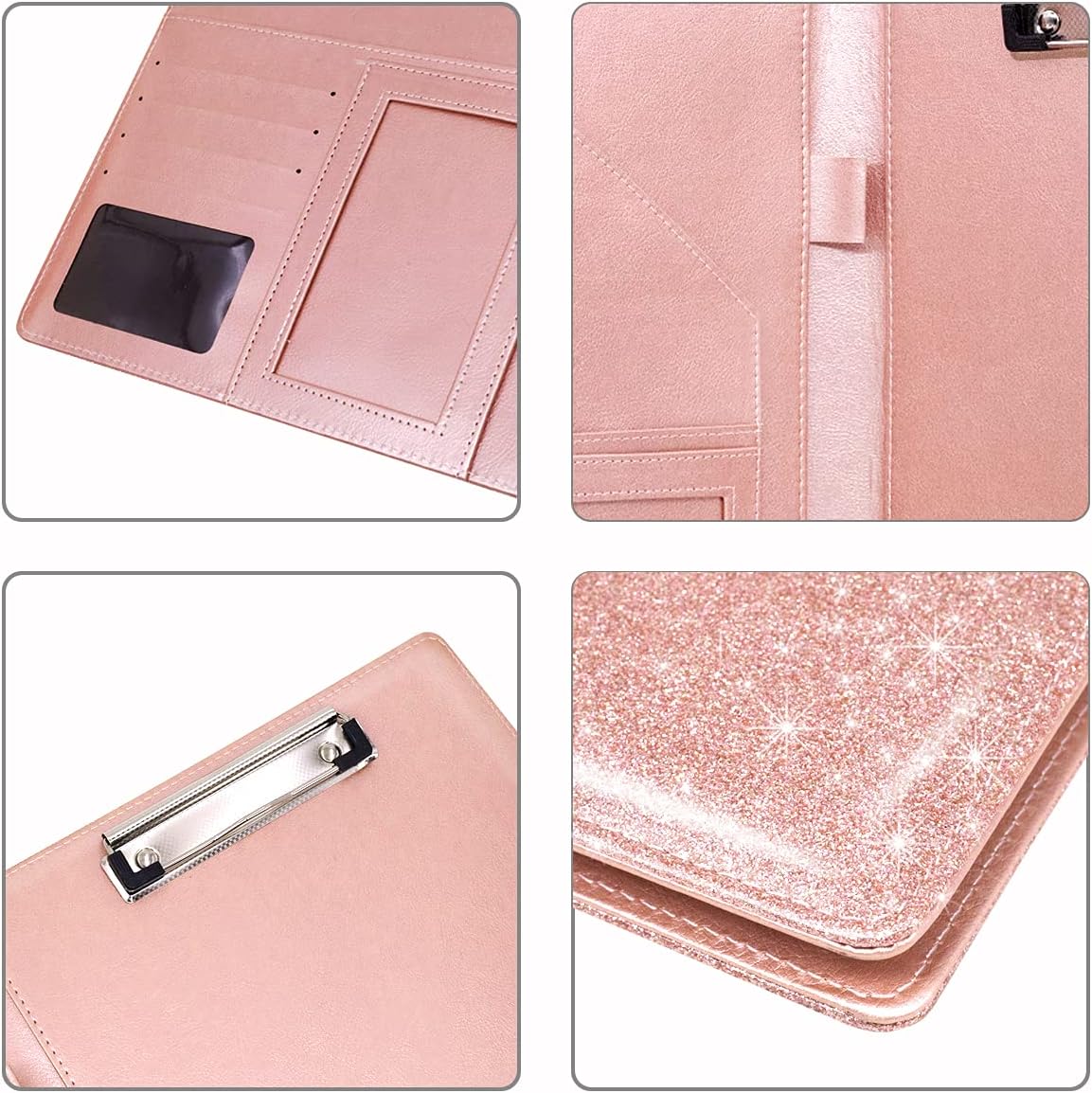 WAVEYU Resume Portfolio Folder, Padfolio Clipboard, Writing Portfolio Leather Clipboard with Cover for Legal Pad Holder Letter Size A4 for Business Conference Notepad Clip Boards, Purple