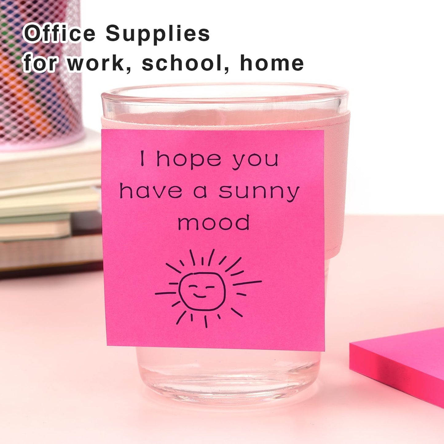 Sticky Notes 3x3 Self-Stick Notes Bright Colors Sticky Notes 4 Pads 100 Sheets/Pad (Yellow)