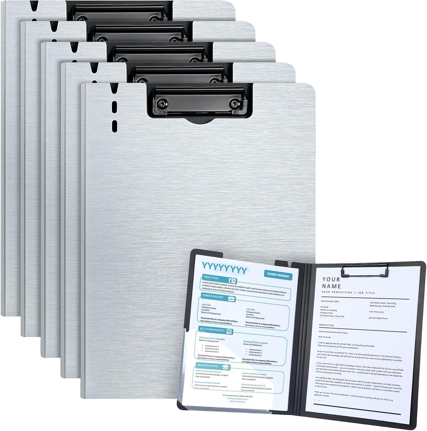 A4 Clipboard Folder,10 Pack Foldable Clipboards with Pocket for Business,Office,School or Restaurant (Black)