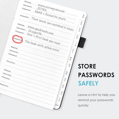 Elegant Password Book with Alphabetical Tabs - Hardcover Password Book for Internet Website Address Login - 5.2" x 7.6" Password Keeper and Organizer w/Notes Section & Back Pocket (Turquoise)