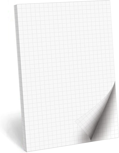 321Done Graph Paper Notepad - 50 Sheets (5.5" x 8.5") - 0.20" Grid Planning Note Pad - Thick Premium Paper - Made in USA - Plain White