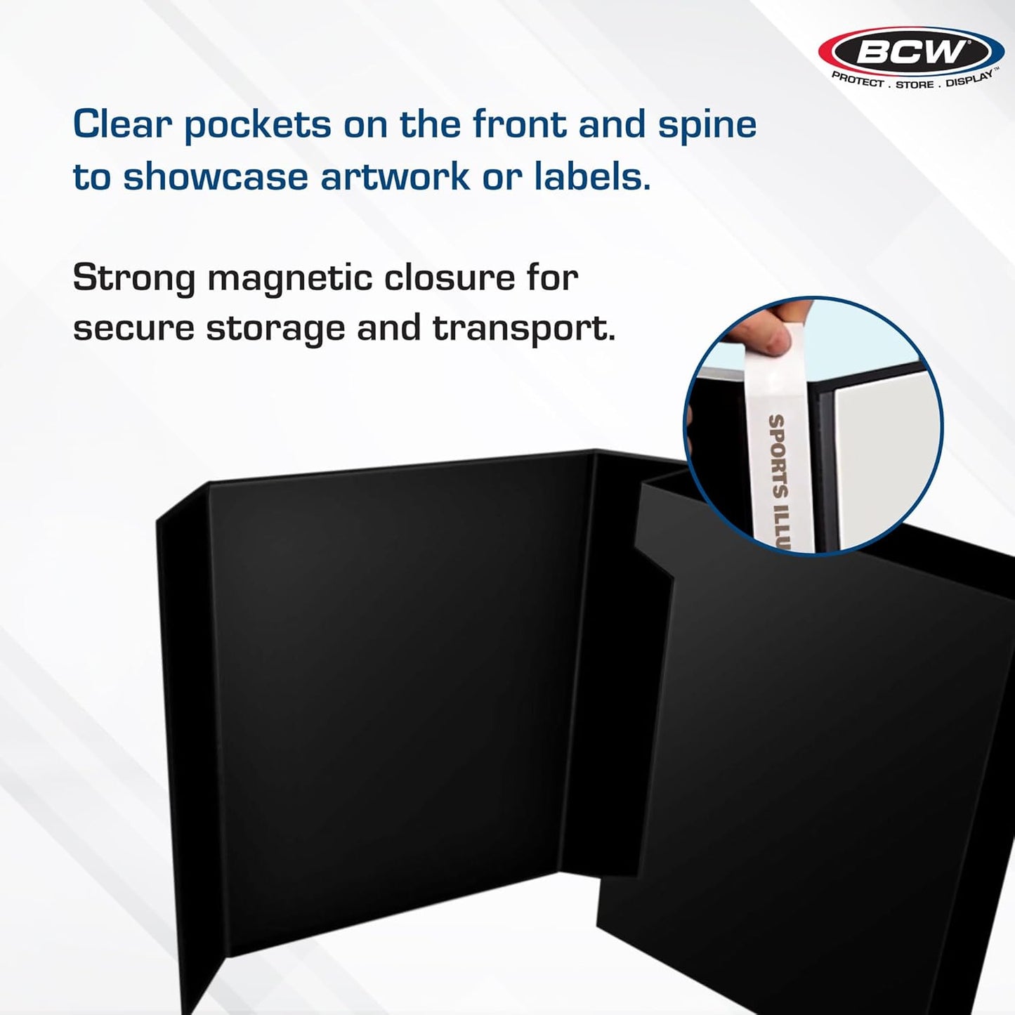 BCW Magazine File Holder - Black | Holds up to 20 Magazines | Magnetic Closure | Magazine Storage Box Holder | Magazine Box Ideal Organizer for Collectors and Storage Solution for Loose Magazines