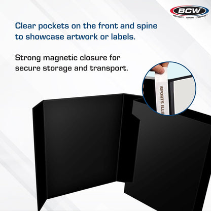 BCW Magazine File Holder - Black | Holds up to 20 Magazines | Magnetic Closure | Magazine Storage Box Holder | Magazine Box Ideal Organizer for Collectors and Storage Solution for Loose Magazines