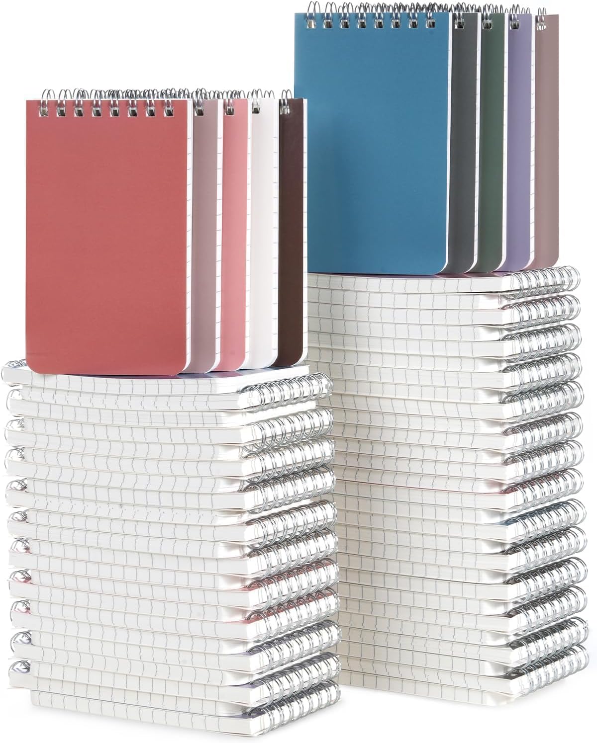 Dynta Pocket Notebook Bulk 60 Packs, 3x5 Inch Small Notepad Top Bound With Lined Pages, 10 Vibrant Colored Mini Spiral Notebooks 60Sheets/120Pages (80GSM), Memo Pads for Home, School, College, Office