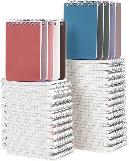 Dynta Pocket Notebook Bulk 60 Packs, 3x5 Inch Small Notepad Top Bound With Lined Pages, 10 Vibrant Colored Mini Spiral Notebooks 60Sheets/120Pages (80GSM), Memo Pads for Home, School, College, Office