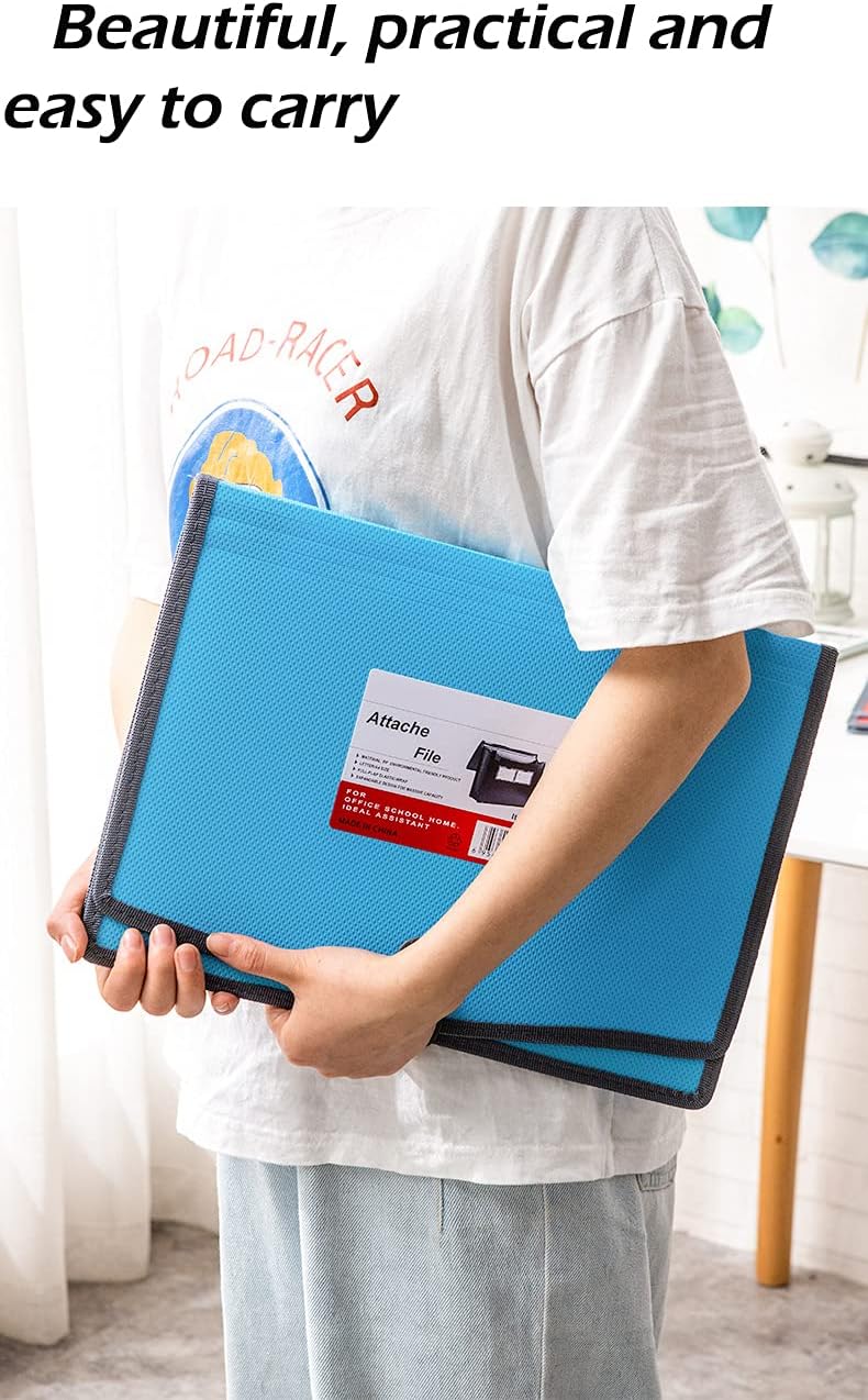 Expanding File Folder Document Organizer with Elastic Cord & Button Closure, Letter Size, 3.5" Expansion, Letter A4 Expandable File Folder for Home School Office Organization, 3 Pack