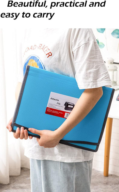 Expanding File Folder Document Organizer with Elastic Cord & Button Closure, Letter Size, 3.5" Expansion, Letter A4 Expandable File Folder for Home School Office Organization, 3 Pack