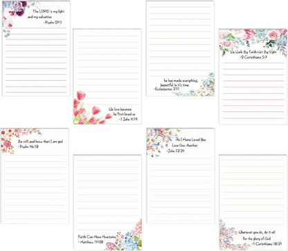 Gersoniel 8 Pack Christian Sticky Notes Gifts for Mothers Day Bulk for Church Small Scripture Inspirational Memo Pads Floral Adhesive Religious Bible Verse Quotes Notepads, 4 x 5.5 Inch(Simple Style)
