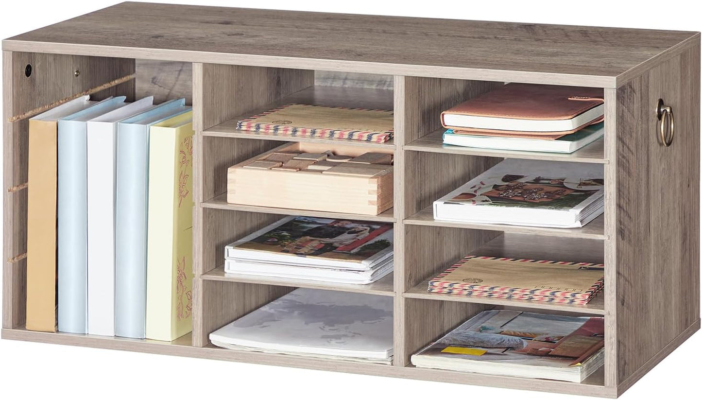 HOOBRO Countertop Mail Sorter Organizer, Wooden Literature Organizer, Student Mailbox for Classroom, Desktop Bill Organizer for Office Home School, 12 Compartments Rustic Brown FG43WF01