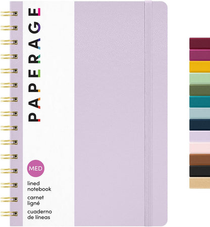 PAPERAGE Lined Spiral Journal Notebook, (Black), 160 Pages, Hardcover Journal for Women & Men, Medium 5.5 in x 8 in - 100 GSM, Thick Paper, Spiral Notebook for Work, School & Journaling