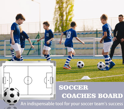 Magnetic Soccer Coaching Board, Double-Sided Dry Erase Tactics Board with Player Markers, Pen and Eraser, Portable Clipboard for Coaches, Coach Training Equipment Coach Gift (White Board)
