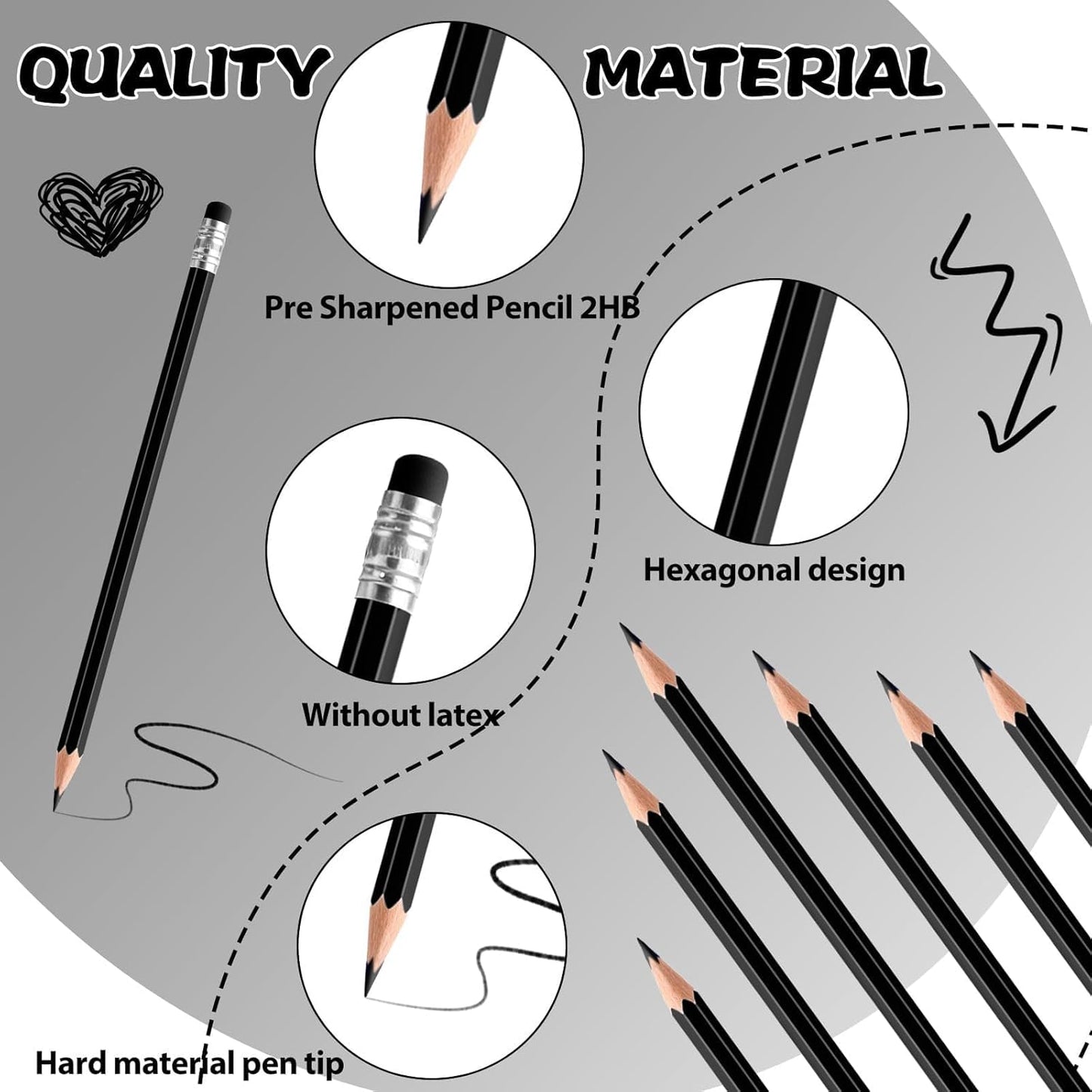 12 PCS Green Pencils with Eraser, Pre-Sharpened HB Pencils for Writing & Drawing, School Supplies for Kids Homework, Tests, Art Crafts & Teacher Grading (Green)