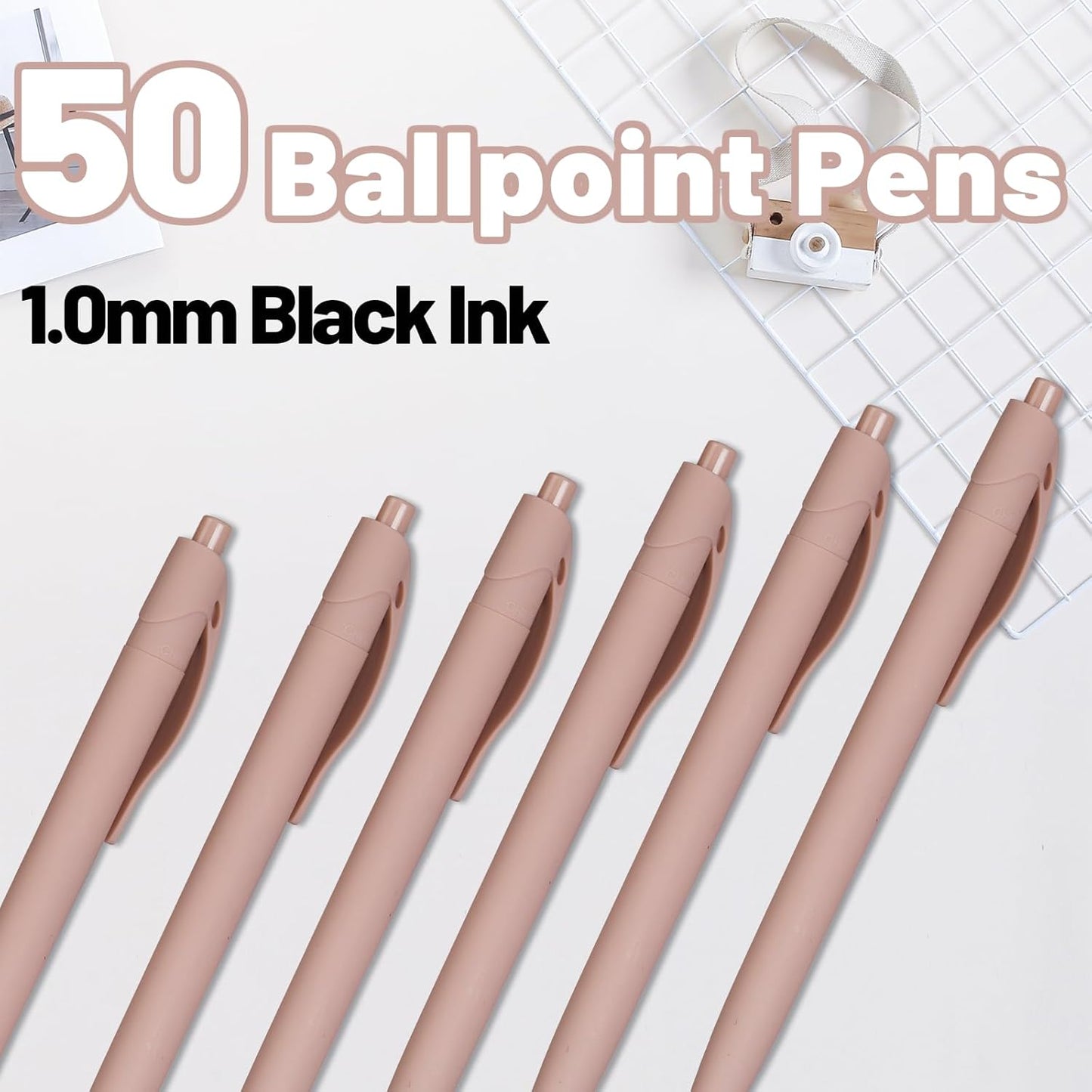 BallPoint Pens, 50 Pack (BLACK Ink),Bulk Pens, Black Barrel,Click Pens for Office Home and School, Retractable Ballpoint Pens, Medium Point, 1.00MM (Black)