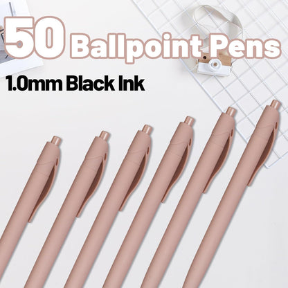 BallPoint Pens, 50 Pack (BLACK Ink),Bulk Pens, Black Barrel,Click Pens for Office Home and School, Retractable Ballpoint Pens, Medium Point, 1.00MM (Black)