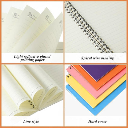 Leelosp 12 Pack Small Spiral Notebook Lined Spiral Journal College Ruled Notebook Wire Bound Kraft Cover, 120 Pages for Work (Multicolor,5.5 x 8.3 Inch)
