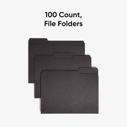 Smead Interior File Folder, 1/3-Cut Tab, Letter Size, Aqua, 100 per Box, Expandable File Folders for Filing Cabinet