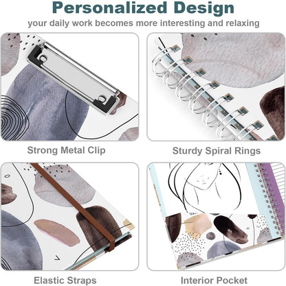 Hongri Clipboard Folio with Refillable Lined Notepad, 8.5 x 11 Folders with Storage 10 Pockets, Spiral Portfolio, Size 12.8X 9.7 in, Office & School Supplies, Skeleton